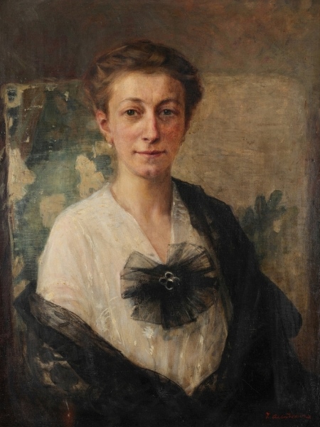 Teodor Axentowicz, Portret damy z broszą, kolekcja prywatna - obraz sprzedany na XXVII Aukcji Dzieł Sztuki KDA