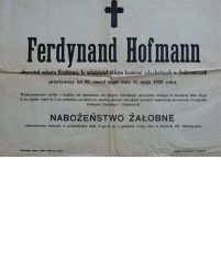 Nekrolog Ferdynanda Hofmanna, fot. Fundacja Wlastimila Hofmana