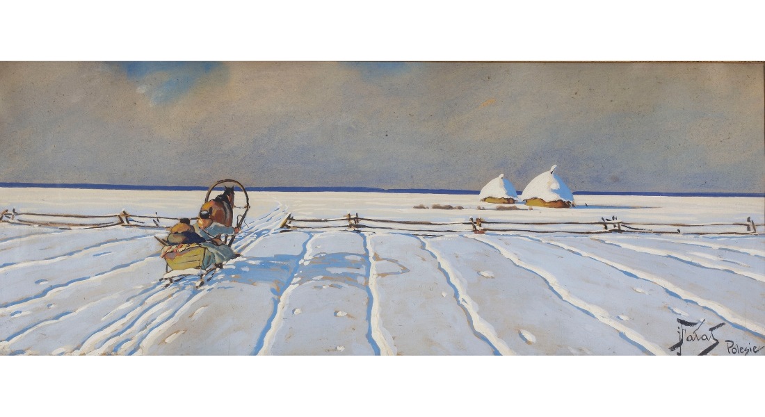 Julian Fałat, Pejzaż zimowy z saniami (po 1910), MNW
