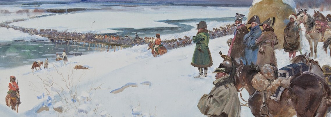 Jerzy Kossak, Napoleon ze sztabem obserwujący przeprawę wojska przez Dniepr