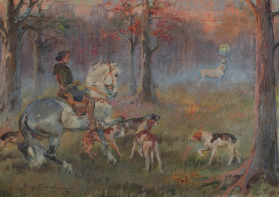Jerzy Kossak, Wizja św. Huberta (1949)