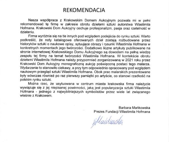 Rekomendacja Fundacji Wlastimila Hofmana