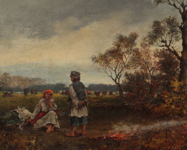 Tadeusz Rybkowski, Wieczorne spotkanie (1887), fragment