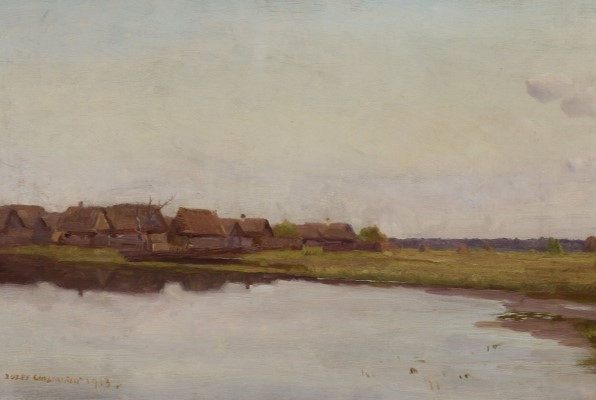 Józef Chełmoński, Wieś nad wodą (1913)